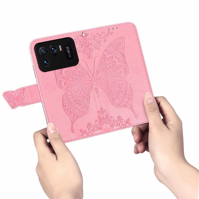 Kožené Pouzdro Na Xiaomi Mi 11 Ultra Pomocný Motýl