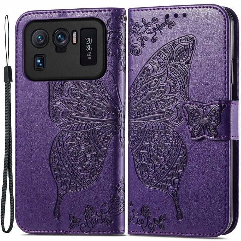 Kožené Pouzdro Na Xiaomi Mi 11 Ultra Pomocný Motýl