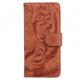 Kožený Kryt Realme 12 / 12x 5g Tiger Print S Popruhem