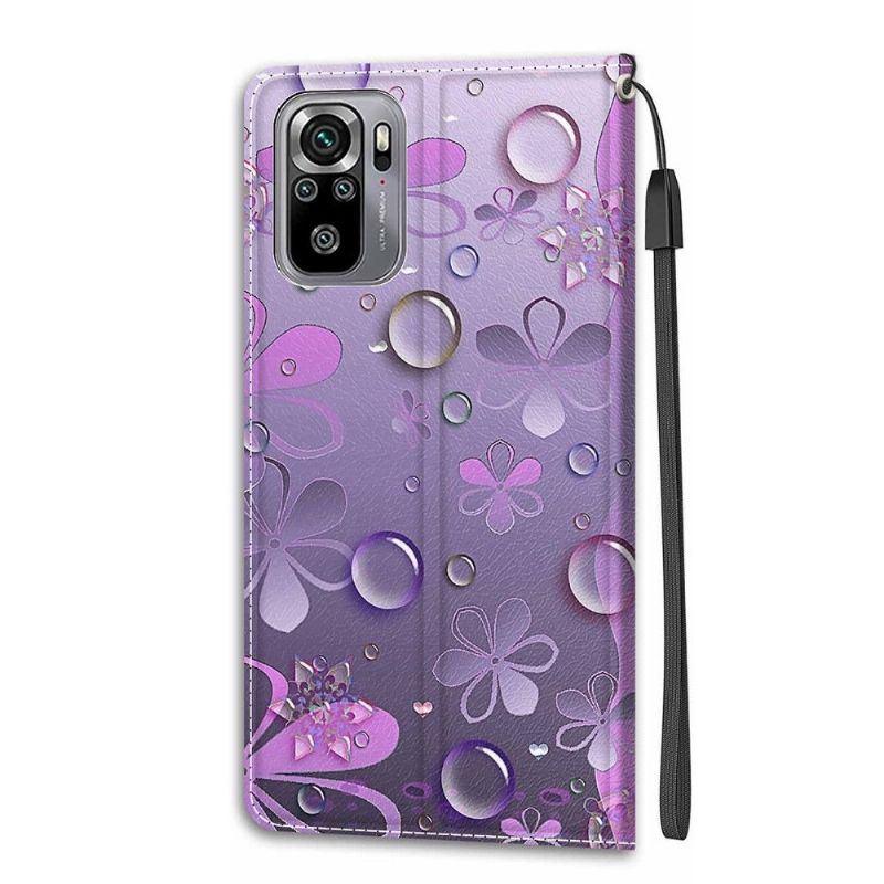 Flipové Pouzdro Na Xiaomi Redmi Note 10 4G / Note 10S Ilustrace Fialových Květů