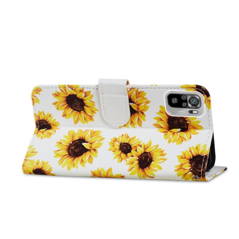 Kožené Pouzdro Na Xiaomi Redmi Note 10 4G / Note 10S Květ Slunečnice