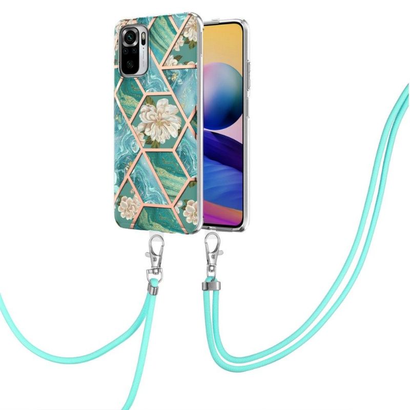Kryt Na Xiaomi Redmi Note 10 4G / Note 10S Na Lana Mramorové A Bílé Květy