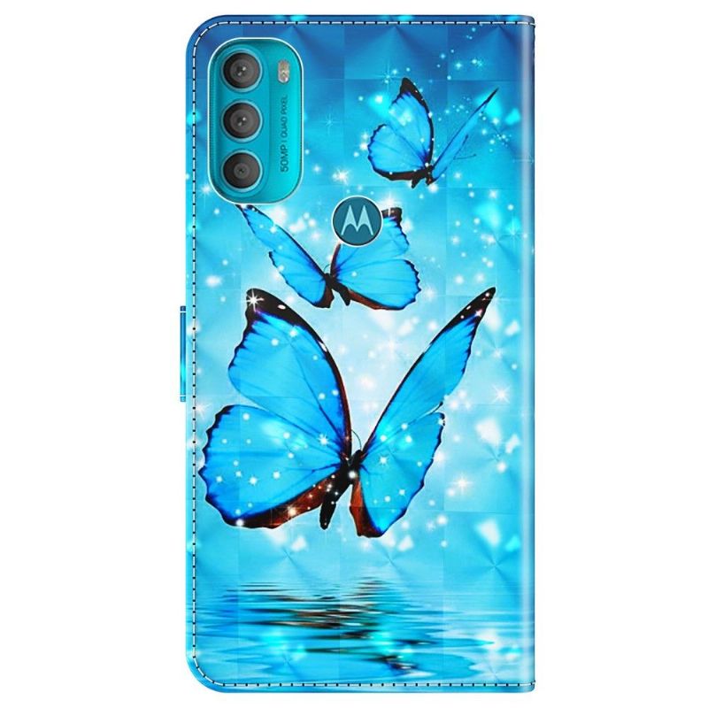 Flipové Pouzdro Na Motorola Moto G71 5G Šumivé Modré Motýly