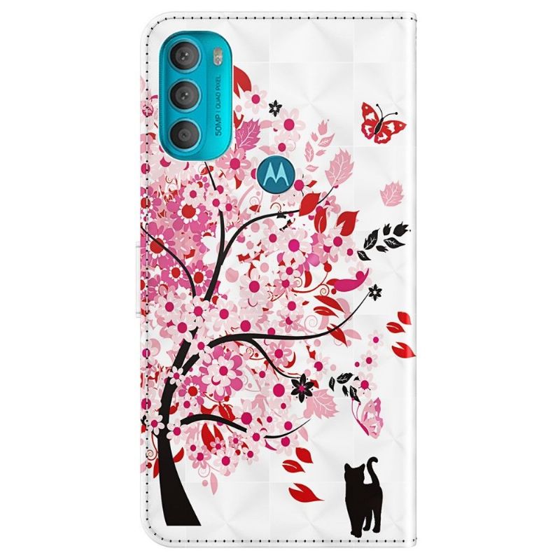 Kožené Pouzdro Na Motorola Moto G71 5G Květinový Strom