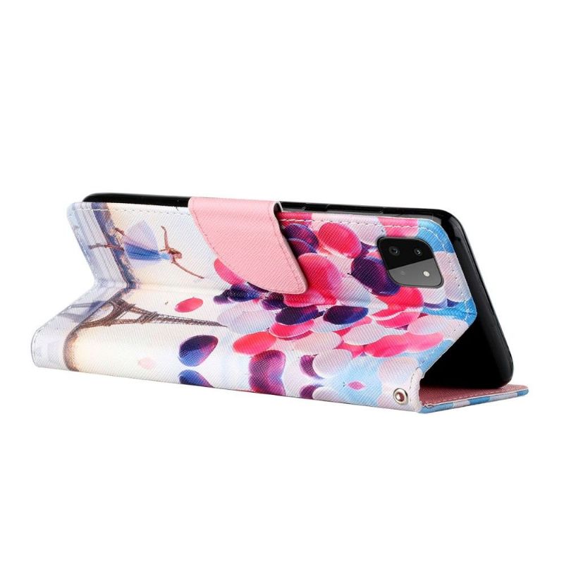 Flipové Pouzdro Na Samsung Galaxy A22 5G Dívka S Balónem Z Eiffelovy Věže
