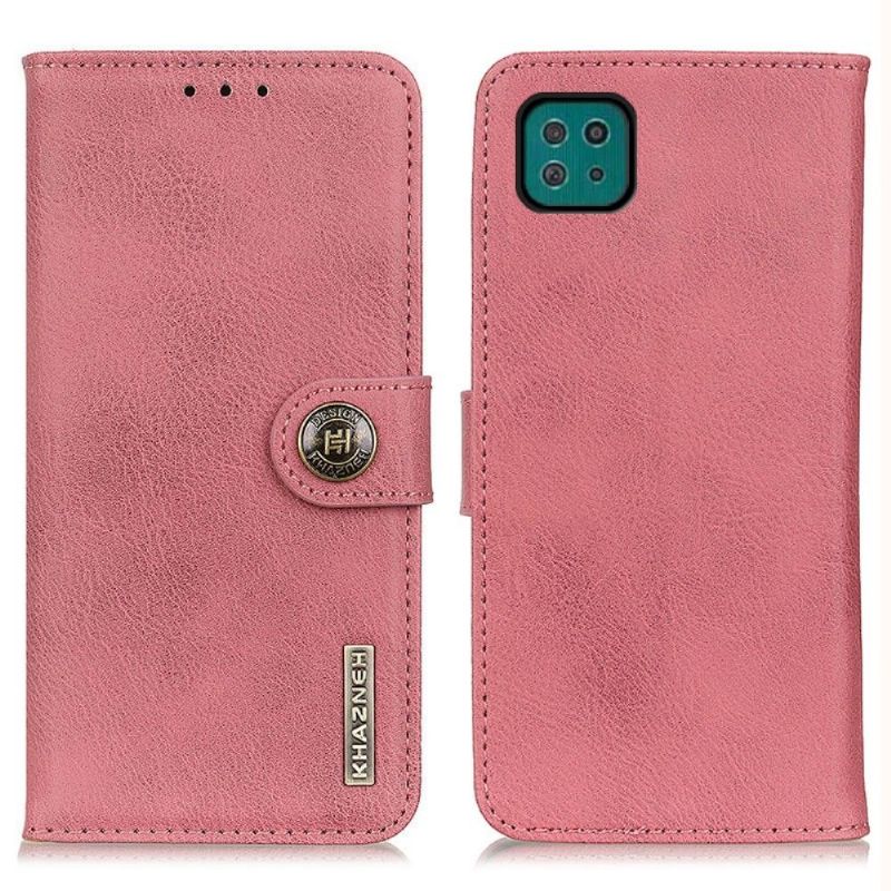 Flipové Pouzdro Na Samsung Galaxy A22 5G Držák Karet S Koženými Efekty Khazneh