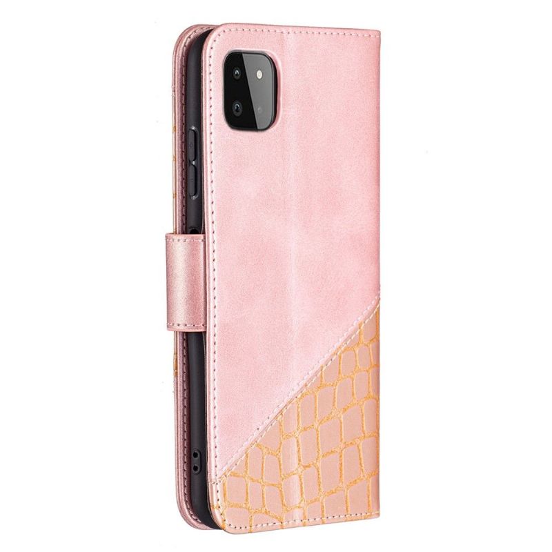Flipové Pouzdro Na Samsung Galaxy A22 5G Kožený Efekt Croc Look