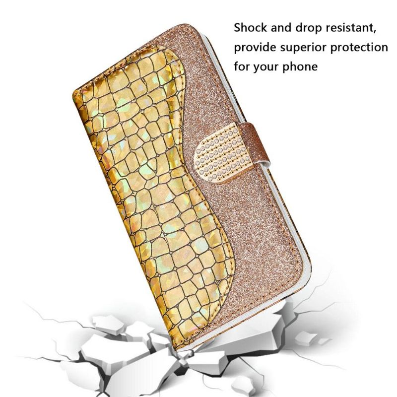 Flipové Pouzdro Na Samsung Galaxy A22 5G Luxusní Flitry Croco