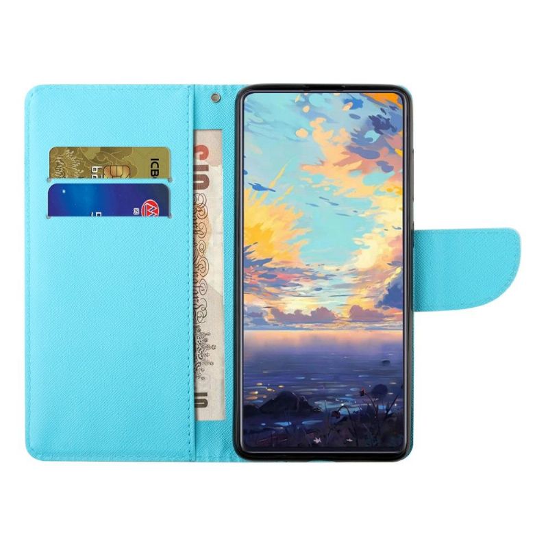 Pouzdra Na Samsung Galaxy A22 5G Modré Květiny A Motýli