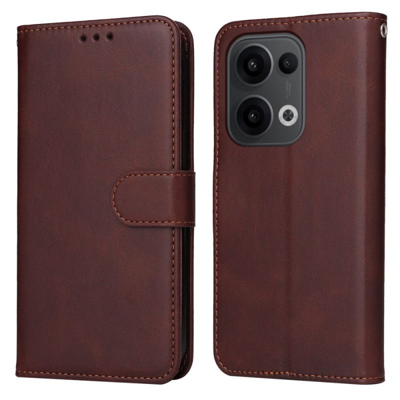 Kožený Kryt Na Oppo Reno 13 5g Jednobarevný Kožený Efekt S Popruhem