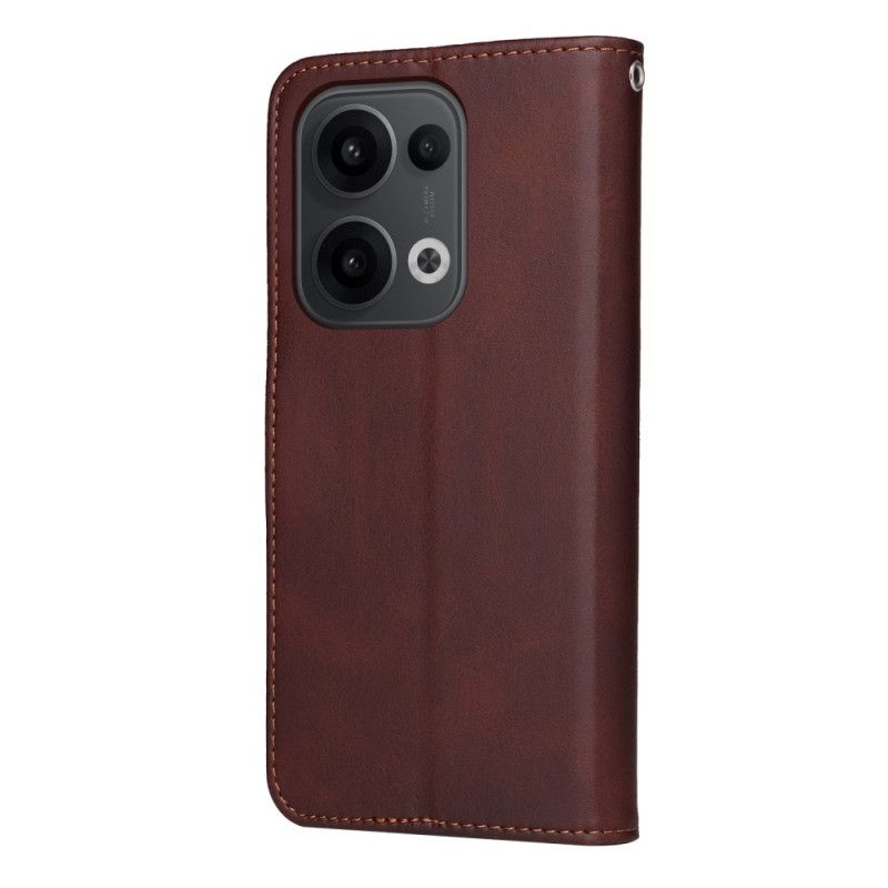 Kožený Kryt Na Oppo Reno 13 5g Jednobarevný Kožený Efekt S Popruhem