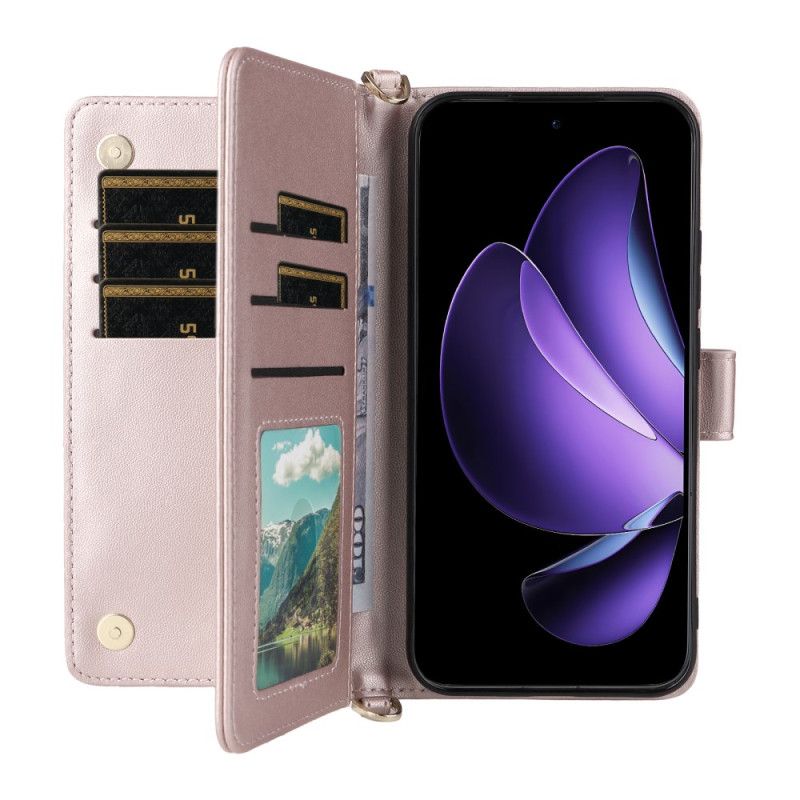 Kožený Kryt Na Oppo Reno 13 5g Retro Design S Popruhem A Ramenním Popruhem