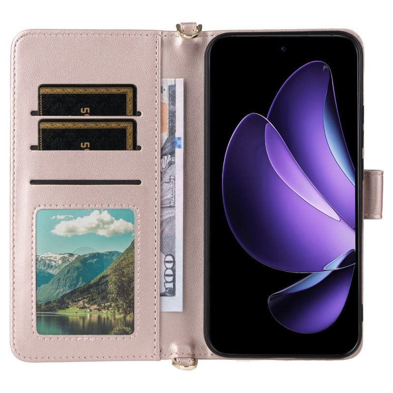 Kožený Kryt Na Oppo Reno 13 5g Retro Design S Popruhem A Ramenním Popruhem