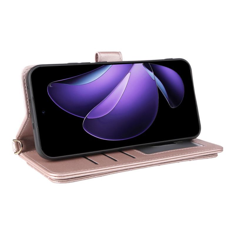 Kožený Kryt Na Oppo Reno 13 5g Retro Design S Popruhem A Ramenním Popruhem