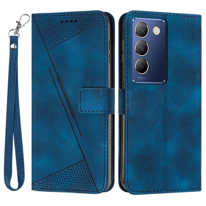 Kožený Kryt Vivo V40 Se 5g Trojúhelníkové Vzory Řemínků