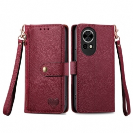 Kožený Kryt Huawei Nova 13 Peněženka S Rfid Srdíčky