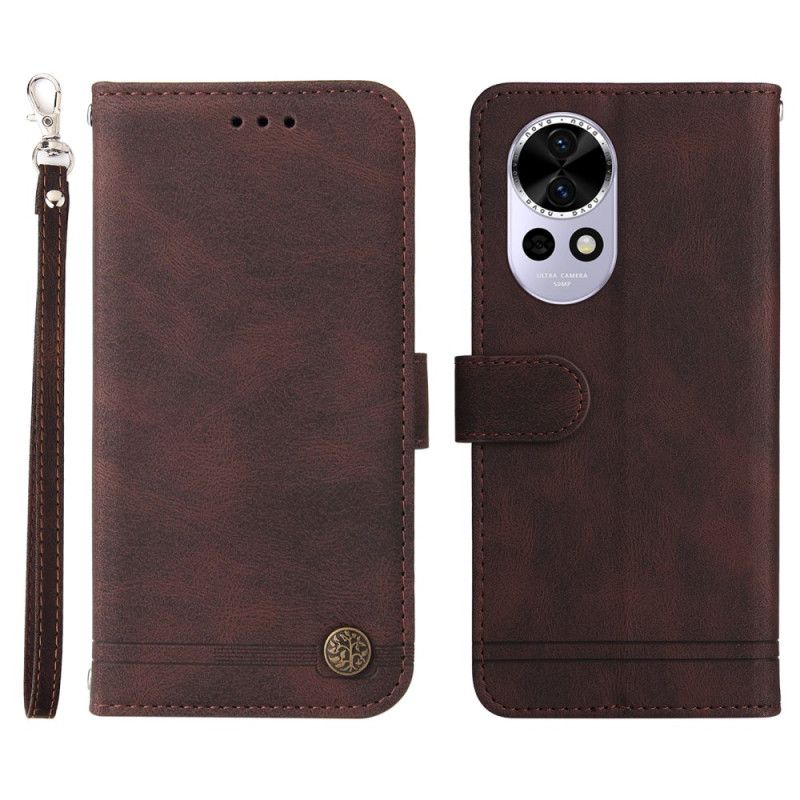 Kožený Kryt Na Huawei Nova 13 Vintage Nýt A Řemínek