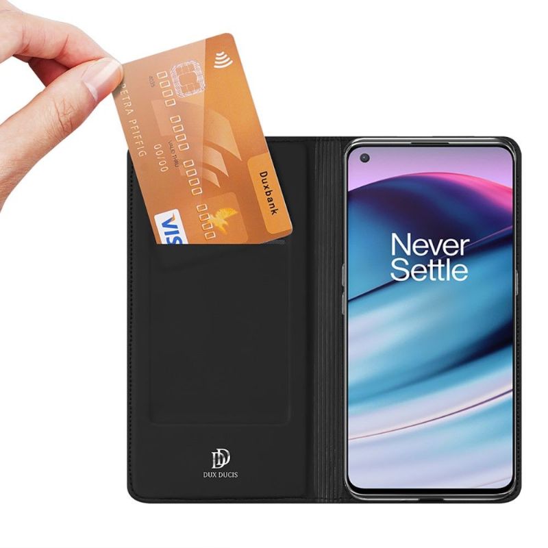Kožené Pouzdro Folio Na OnePlus Nord CE 5G Obchodní Saténový Efekt