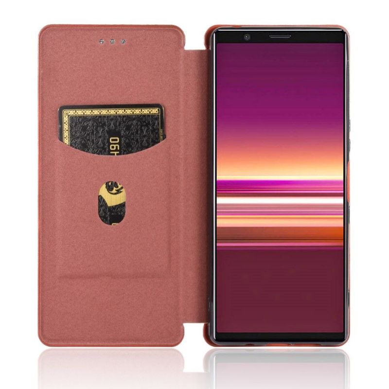 Flipové Pouzdro Na Sony Xperia 5 II Efekt Uhlíkových Vláken