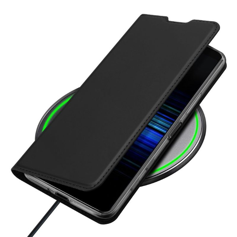 Kožené Pouzdro Folio Na Sony Xperia 5 II Obchodní Saténový Efekt