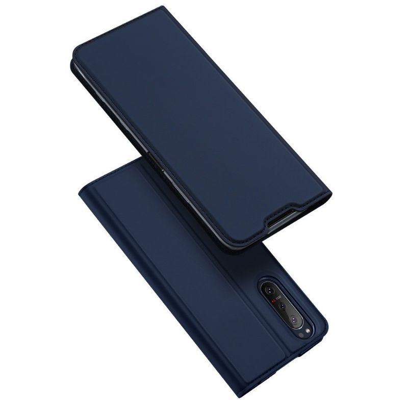 Kožené Pouzdro Folio Na Sony Xperia 5 II Obchodní Saténový Efekt