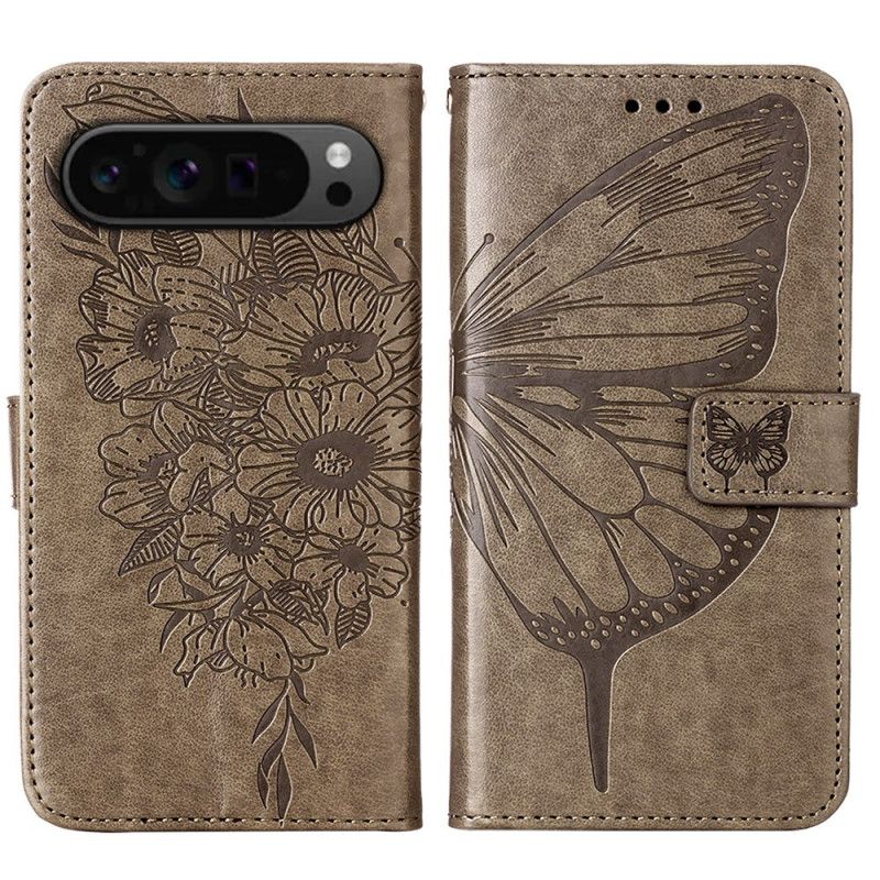 Kožený Kryt Google Pixel 9 Pro Xl Butterfly Graphic Lanyard