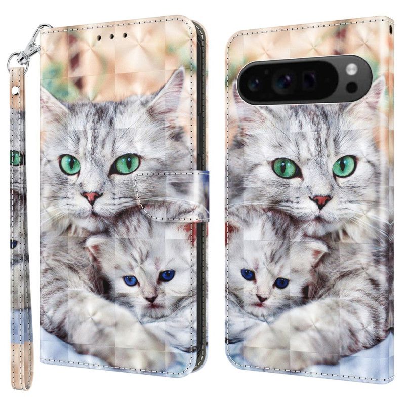 Kožený Kryt Google Pixel 9 Pro Xl Dvě Tanga Kočky