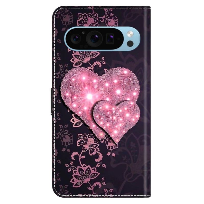 Kožený Kryt Google Pixel 9 Pro Xl Krajkové Srdce