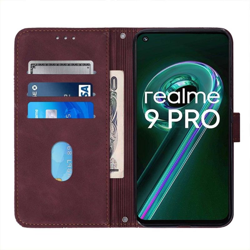 Flipové Pouzdro Na Realme 9 Pro Plus Kožený Efekt Geometrického Designu