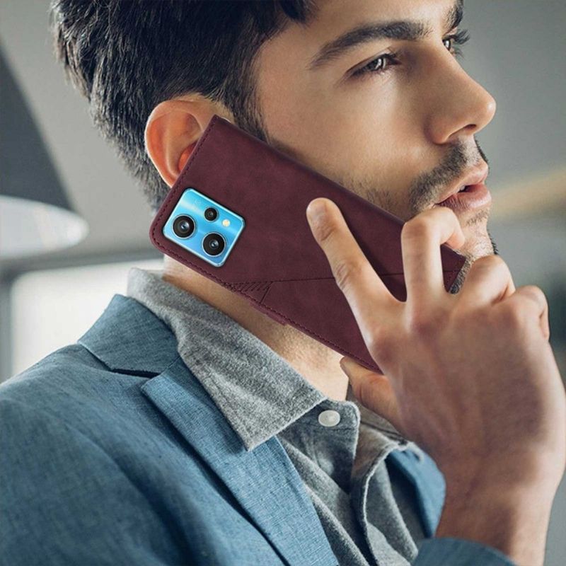Flipové Pouzdro Na Realme 9 Pro Plus Kožený Efekt Geometrického Designu