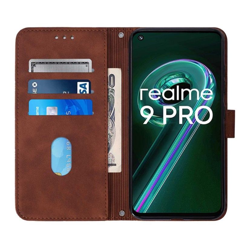 Flipové Pouzdro Na Realme 9 Pro Plus Kožený Efekt Geometrického Designu