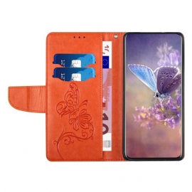 Kožené Pouzdro Folio Na iPhone SE 2022 Flipové Pouzdro Folio S Motýly