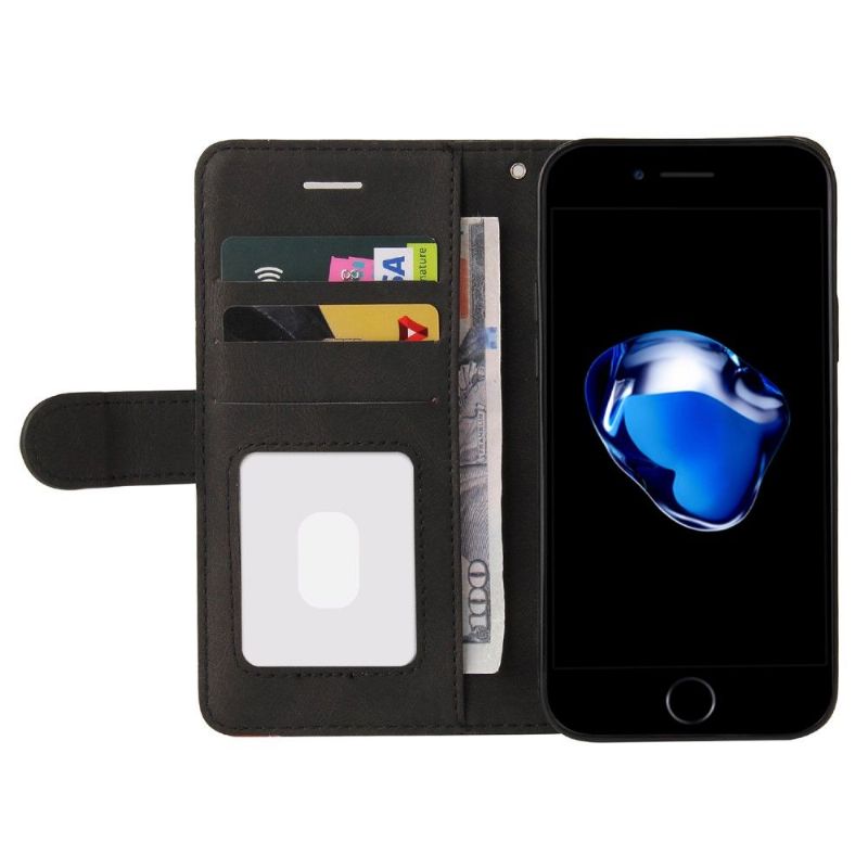 Kožené Pouzdro Na iPhone SE 2022 Dvoubarevné Umělecké