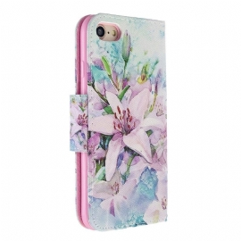 Kožené Pouzdro Na iPhone SE 2022 Květ Lilie