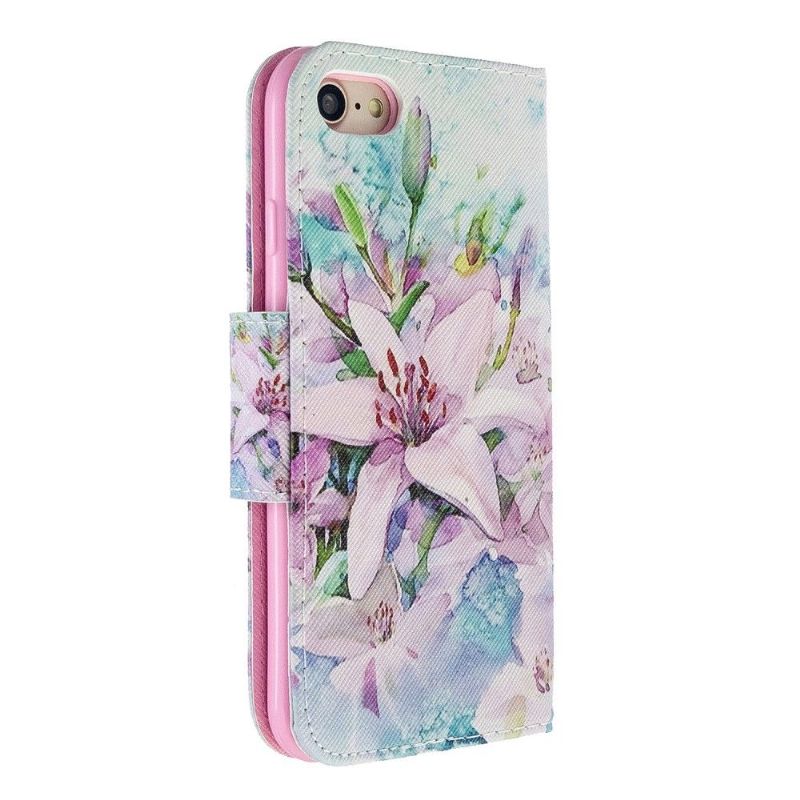 Kožené Pouzdro Na iPhone SE 2022 Květ Lilie