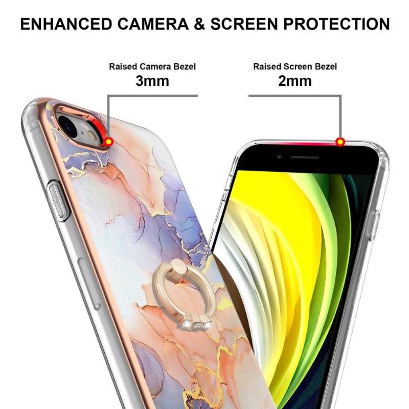 Kryt Na iPhone SE 2022 Barevný Mramor S Prstenem