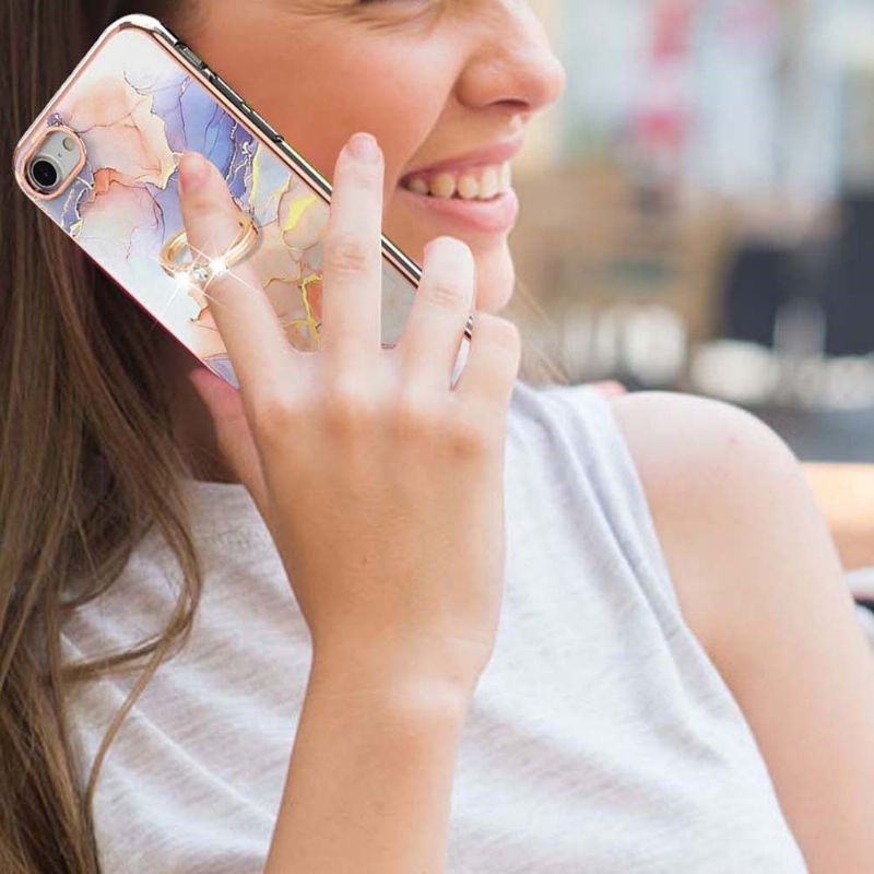 Kryt Na iPhone SE 2022 Barevný Mramor S Prstenem