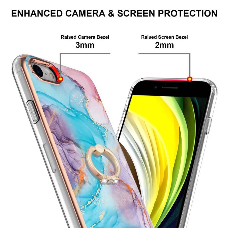 Kryty Na Mobil Na iPhone SE 2022 Modrý Mramor S Prstenem