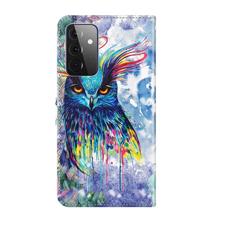Flipové Pouzdro Na Samsung Galaxy A72 4G / A72 5G Akvarelová Sova