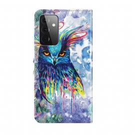 Flipové Pouzdro Na Samsung Galaxy A72 4G / A72 5G Akvarelová Sova
