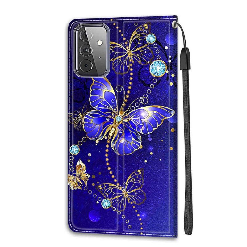 Flipové Pouzdro Na Samsung Galaxy A72 4G / A72 5G Fialový Motýl