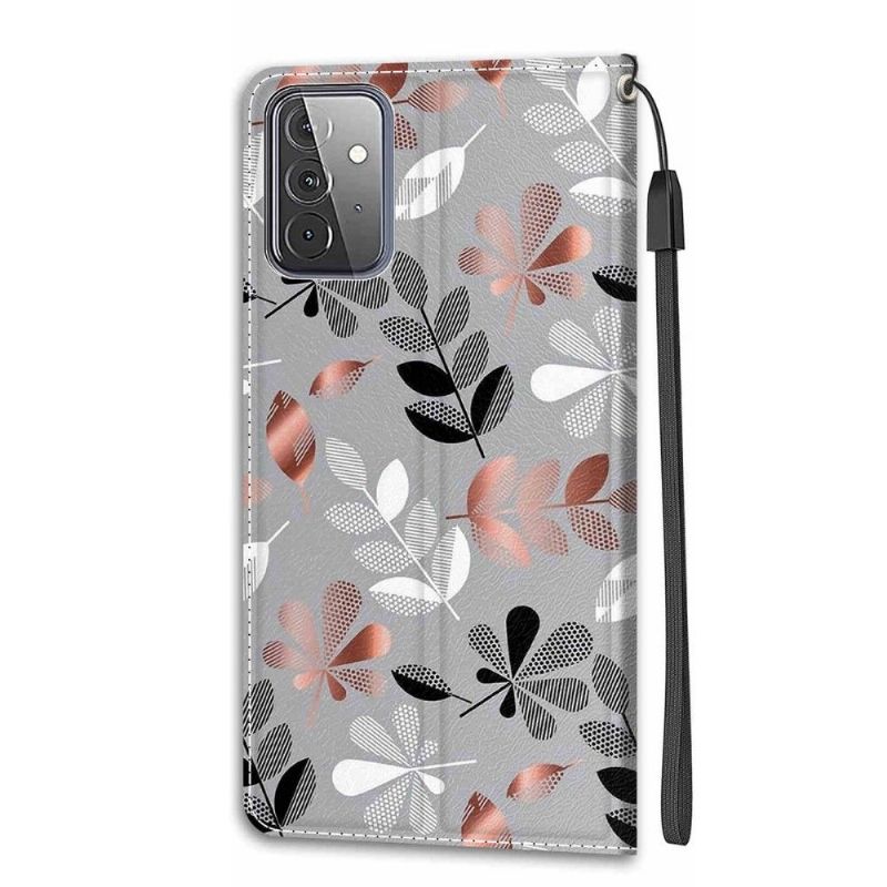 Flipové Pouzdro Na Samsung Galaxy A72 4G / A72 5G Ilustrace Divokých Listů