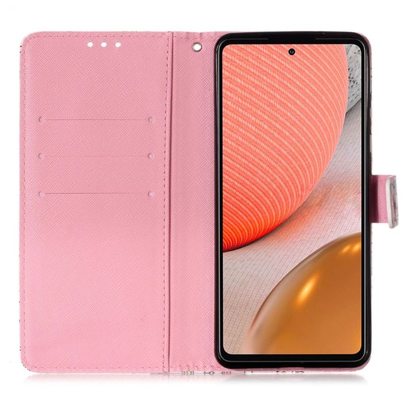 Flipové Pouzdro Na Samsung Galaxy A72 4G / A72 5G Růžový Květ