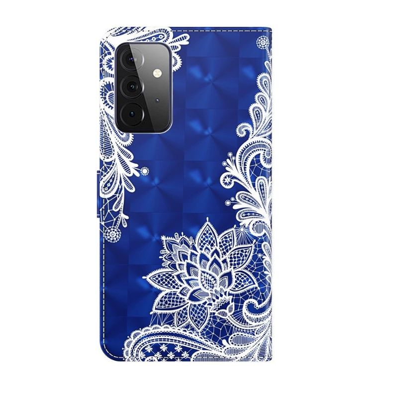 Kožené Pouzdro Na Samsung Galaxy A72 4G / A72 5G Krajkový Květ