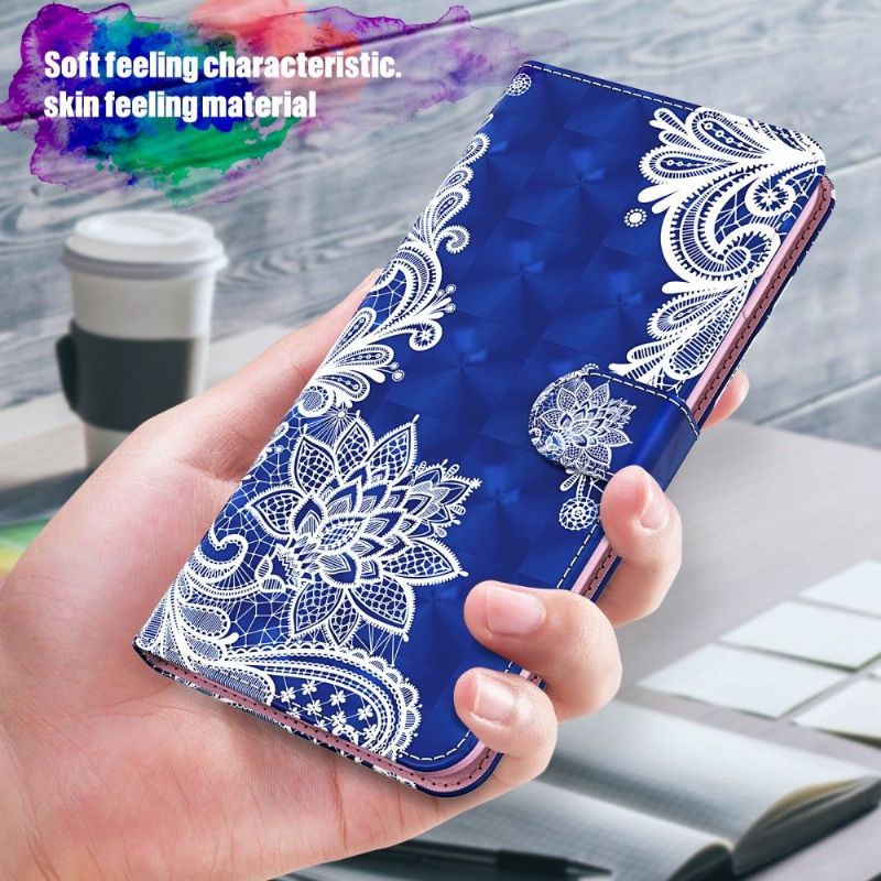 Kožené Pouzdro Na Samsung Galaxy A72 4G / A72 5G Krajkový Květ