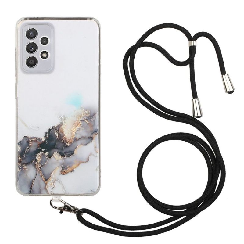 Kryt Na Samsung Galaxy A72 4G / A72 5G Mramor S Popruhem Přes Rameno