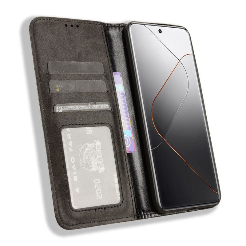 Kožené Pouzdro Folio Na Xiaomi 14 Pro Vintage Umělá Kůže