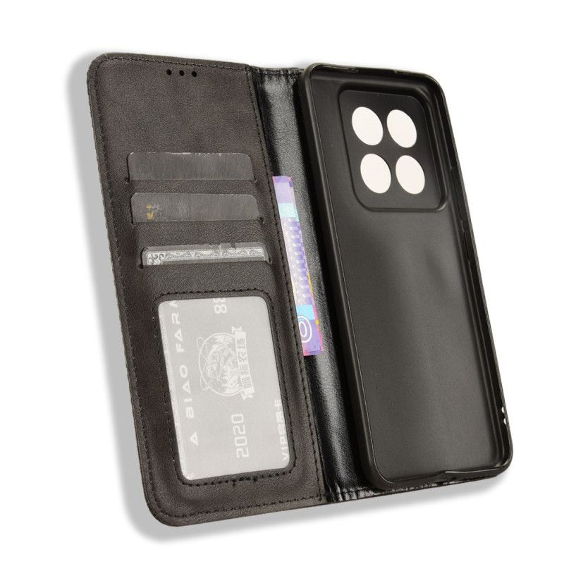 Kožené Pouzdro Folio Na Xiaomi 14 Pro Vintage Umělá Kůže