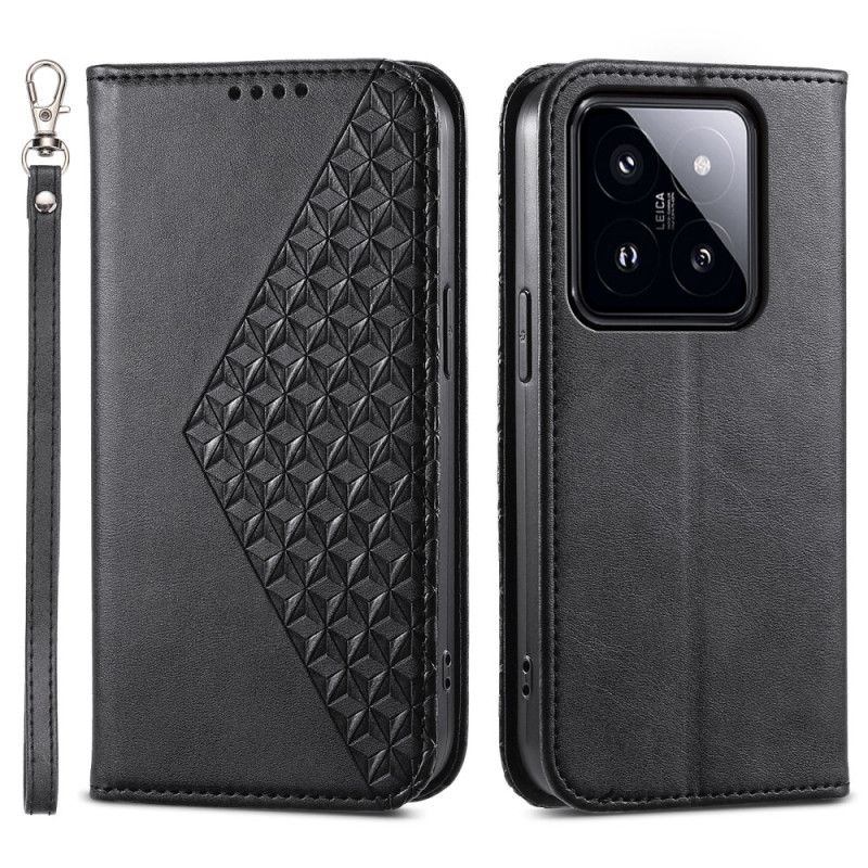Kožené Pouzdro Folio Xiaomi 14 Pro 3d Diamanty S Páskem