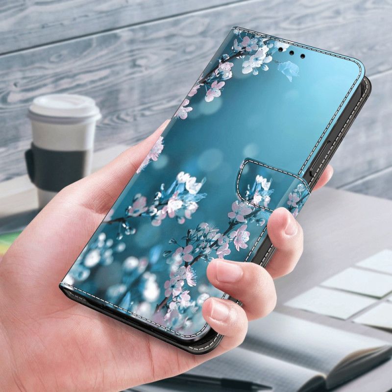 Kožený Kryt Na Xiaomi 14 Pro Švestkové Květy